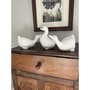 Vintage Ready To Paint Scioto Ceramic Bisque Goose Set 1987 Set Of 3 Geese